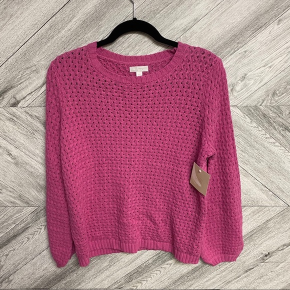 14th & Union | Popcorn Knit Sweater Pink Oversized - Picture 3 of 7